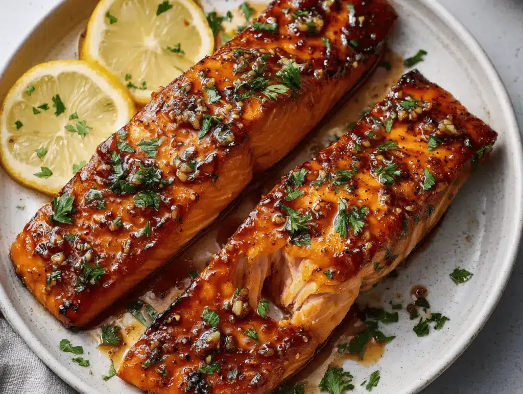 air fryer honey garlic salmon - featured image