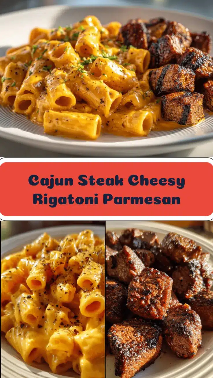 Cajun Steak Cheesy Rigatoni Parmesan recipe