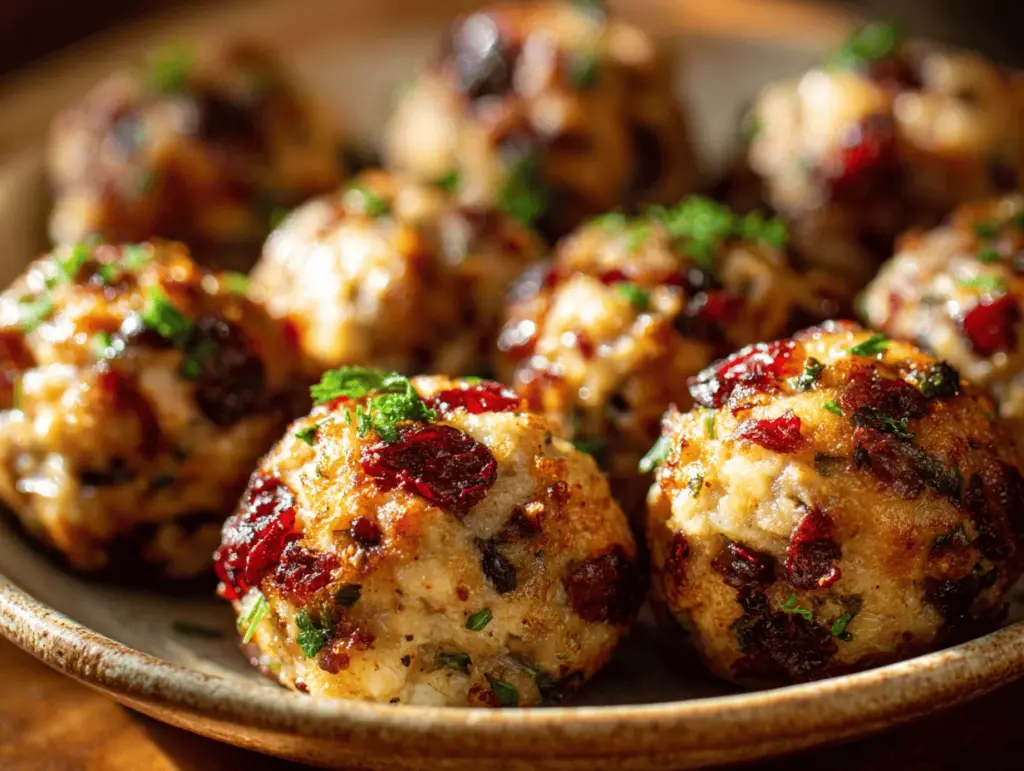 cranberry turkey stuffing balls - featured image