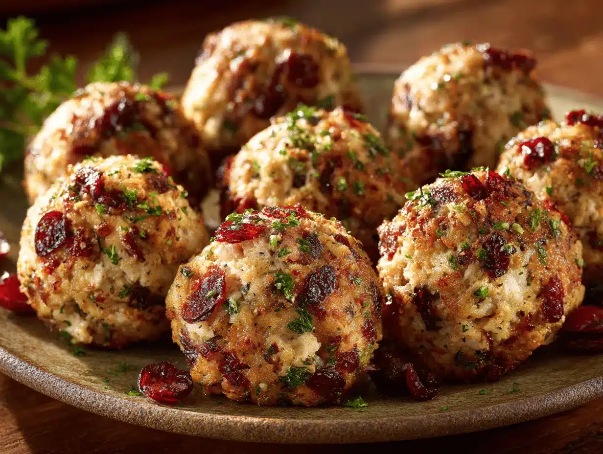 cranberry turkey stuffing balls preparation steps