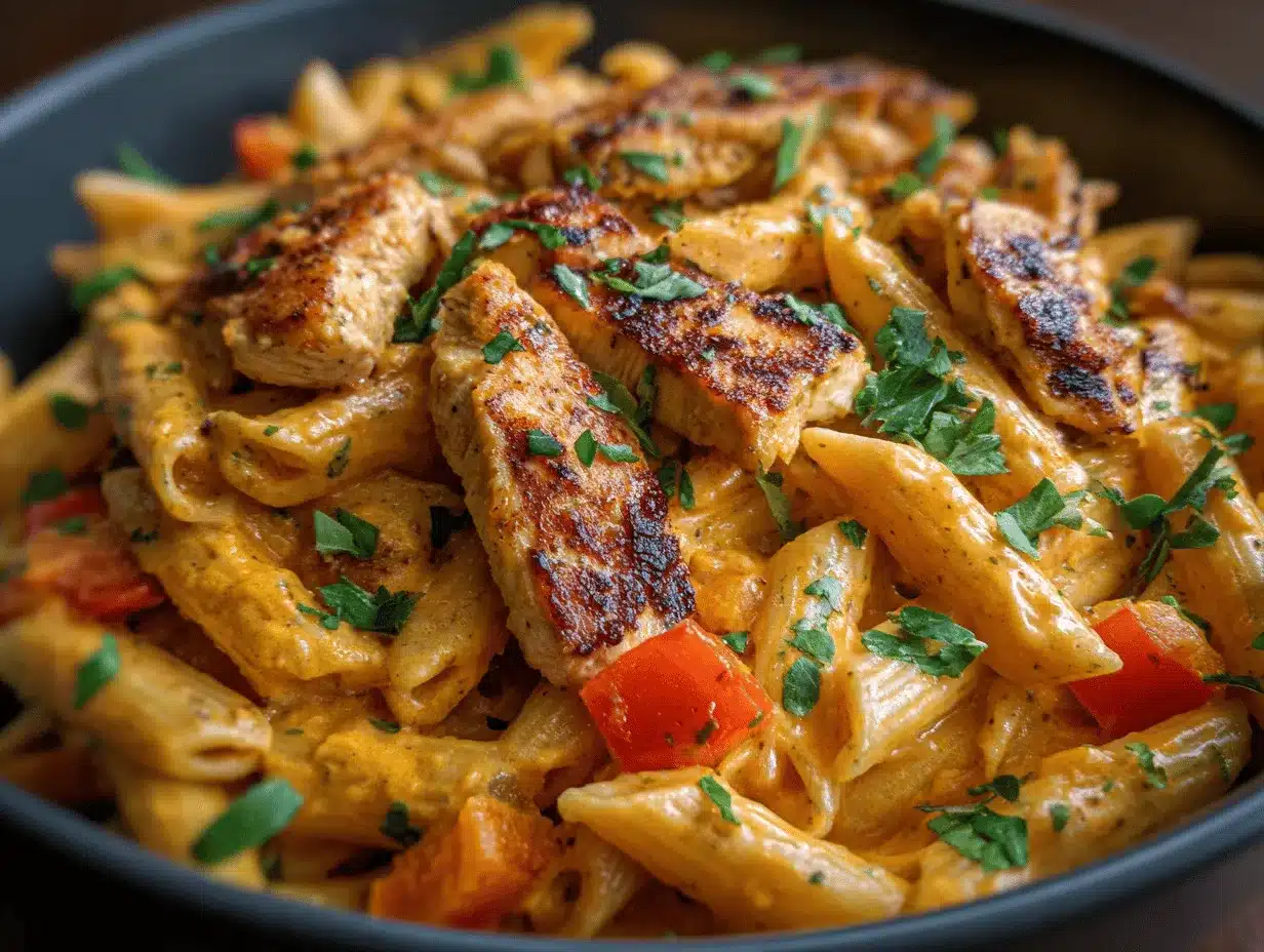 creamy Cajun chicken pasta preparation steps