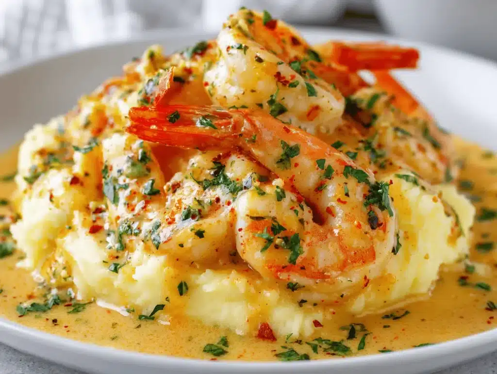 creamy garlic shrimp - featured image