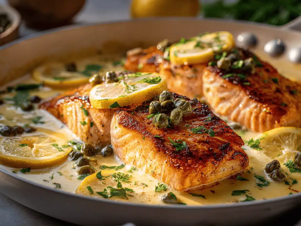 creamy salmon piccata preparation steps