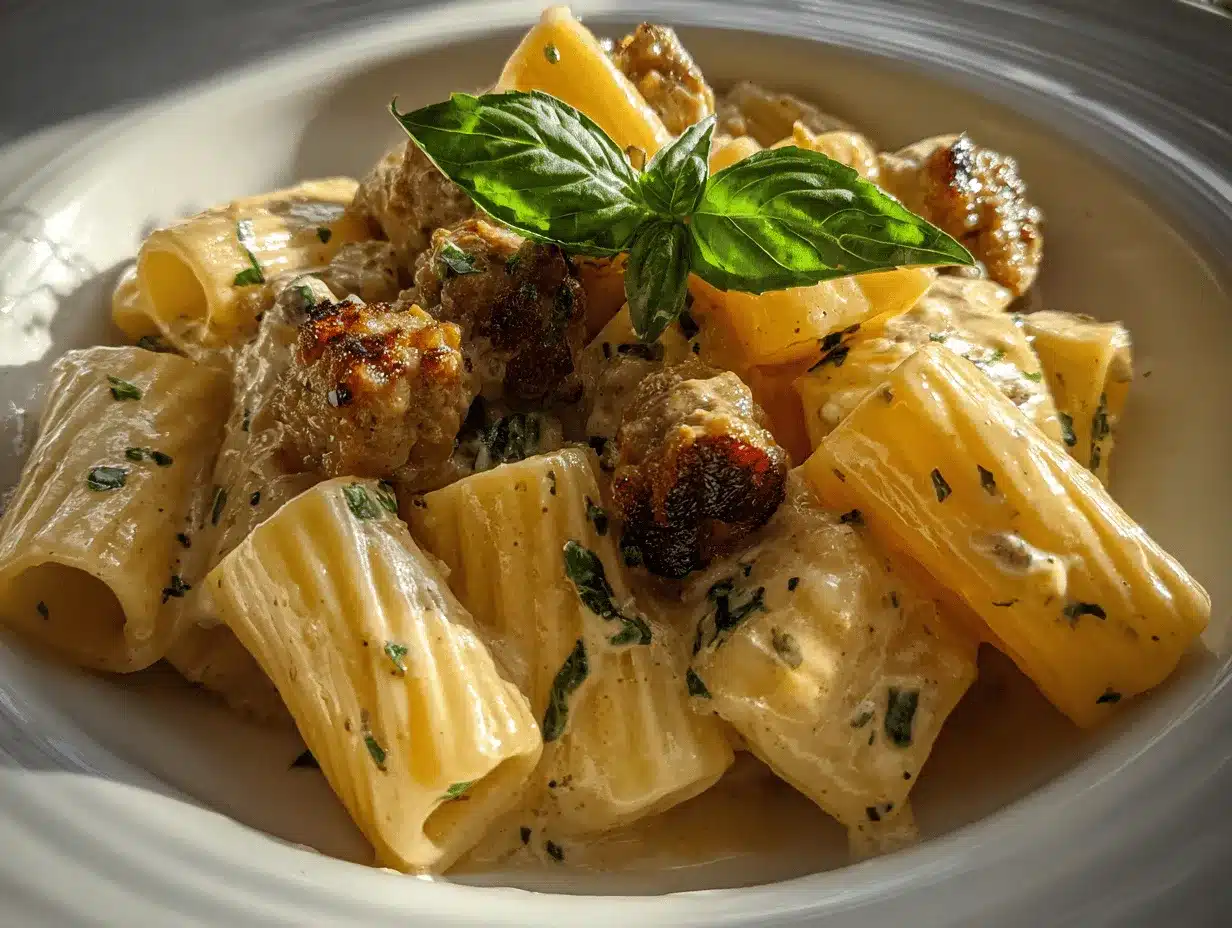 creamy sausage rigatoni preparation steps