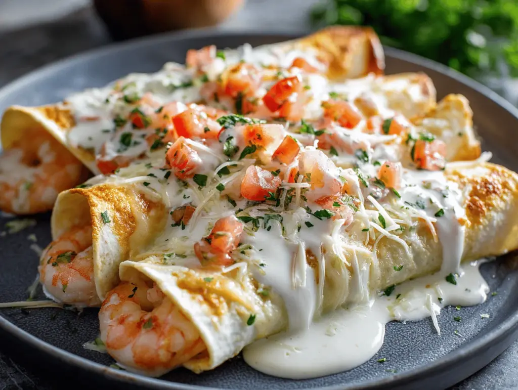 creamy shrimp enchiladas - featured image