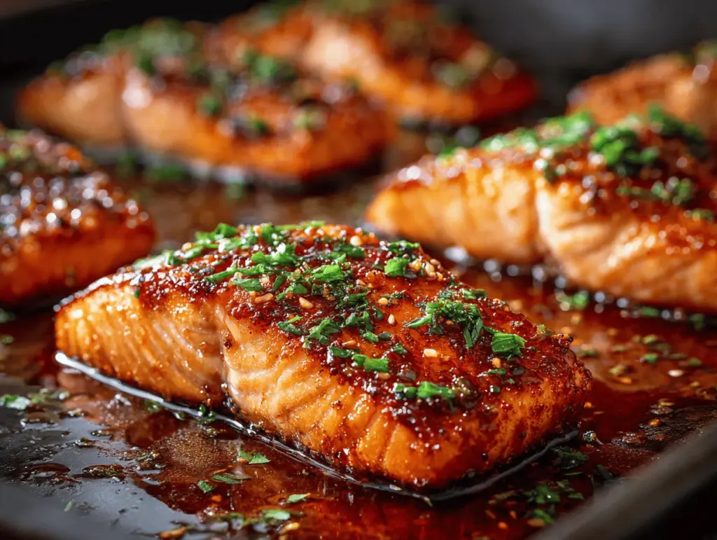 crispy honey garlic salmon - featured image
