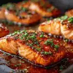 crispy honey garlic salmon - featured image