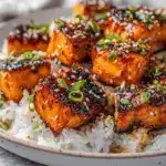 crispy honey garlic salmon bites - featured image