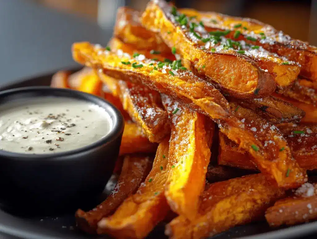 crispy oven baked sweet potato fries - featured image