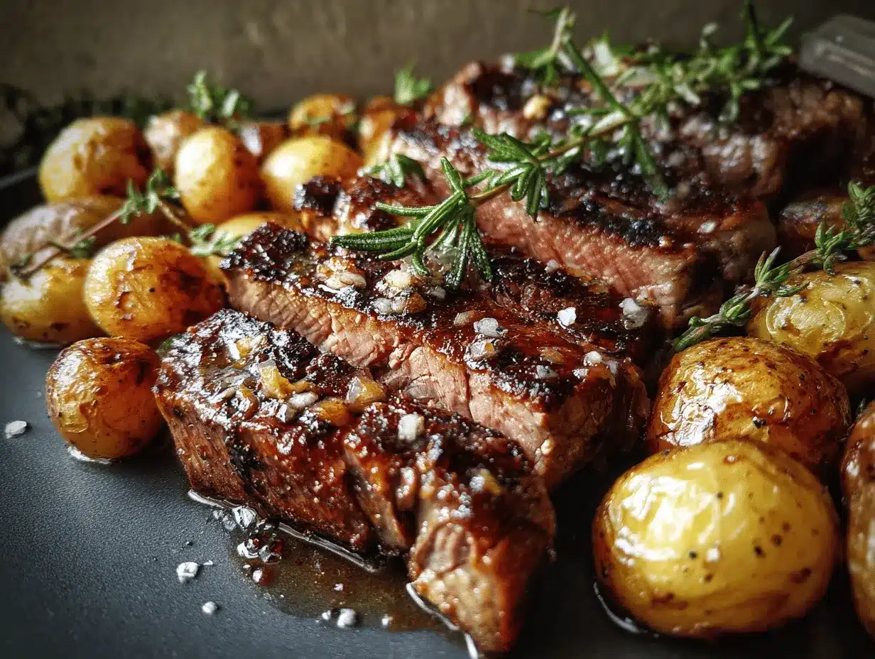 Crockpot Garlic Steak and Potatoes preparation steps