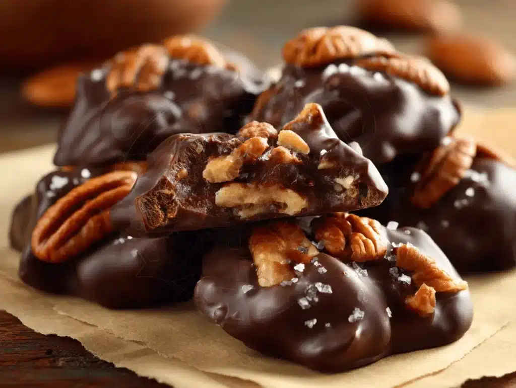 dark chocolate pecan clusters - featured image