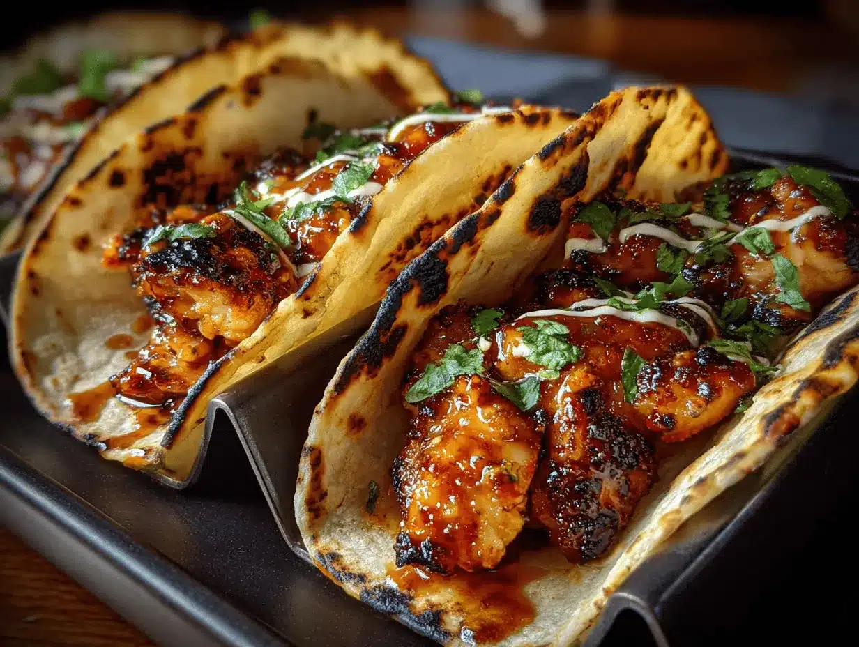 garlic butter honey BBQ chicken tacos preparation steps
