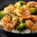 garlic butter shrimp and broccoli rice - featured image