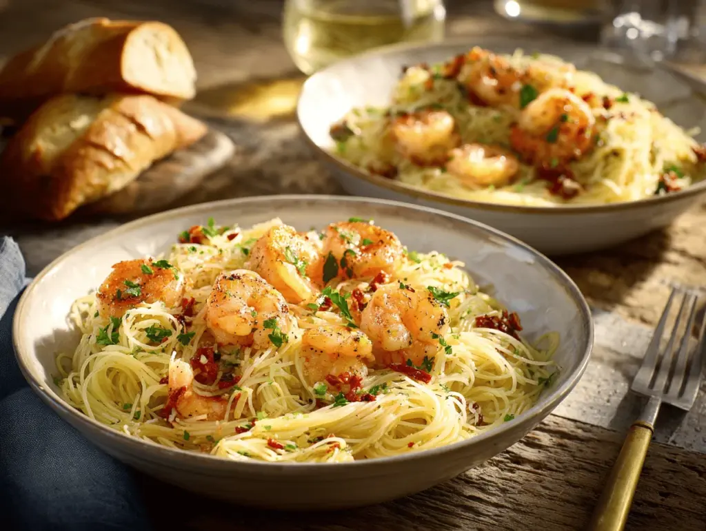 garlic butter shrimp angel hair pasta - featured image