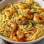 garlic butter shrimp pasta - featured image