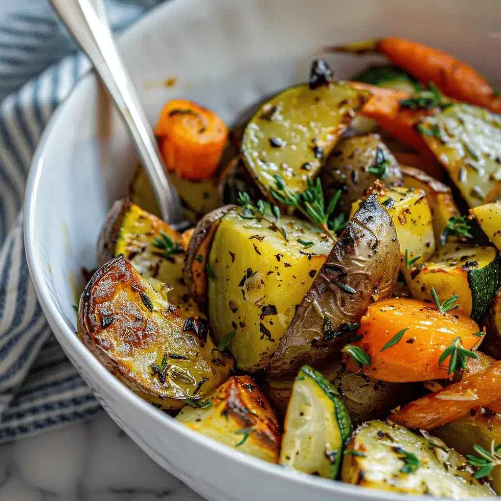 garlic herb roasted potatoes carrots and zucchini preparation steps