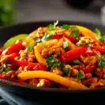 ground turkey and peppers stir-fry - featured image