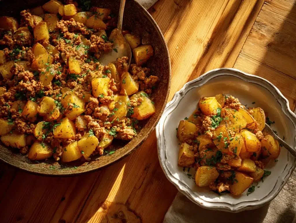 ground turkey with potatoes - featured image