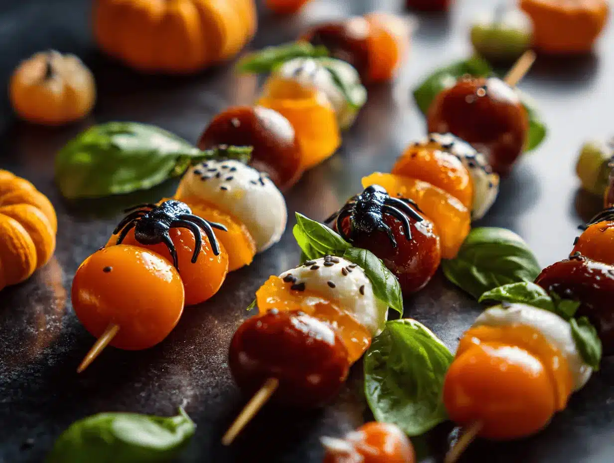 Halloween Caprese Skewers preparation steps