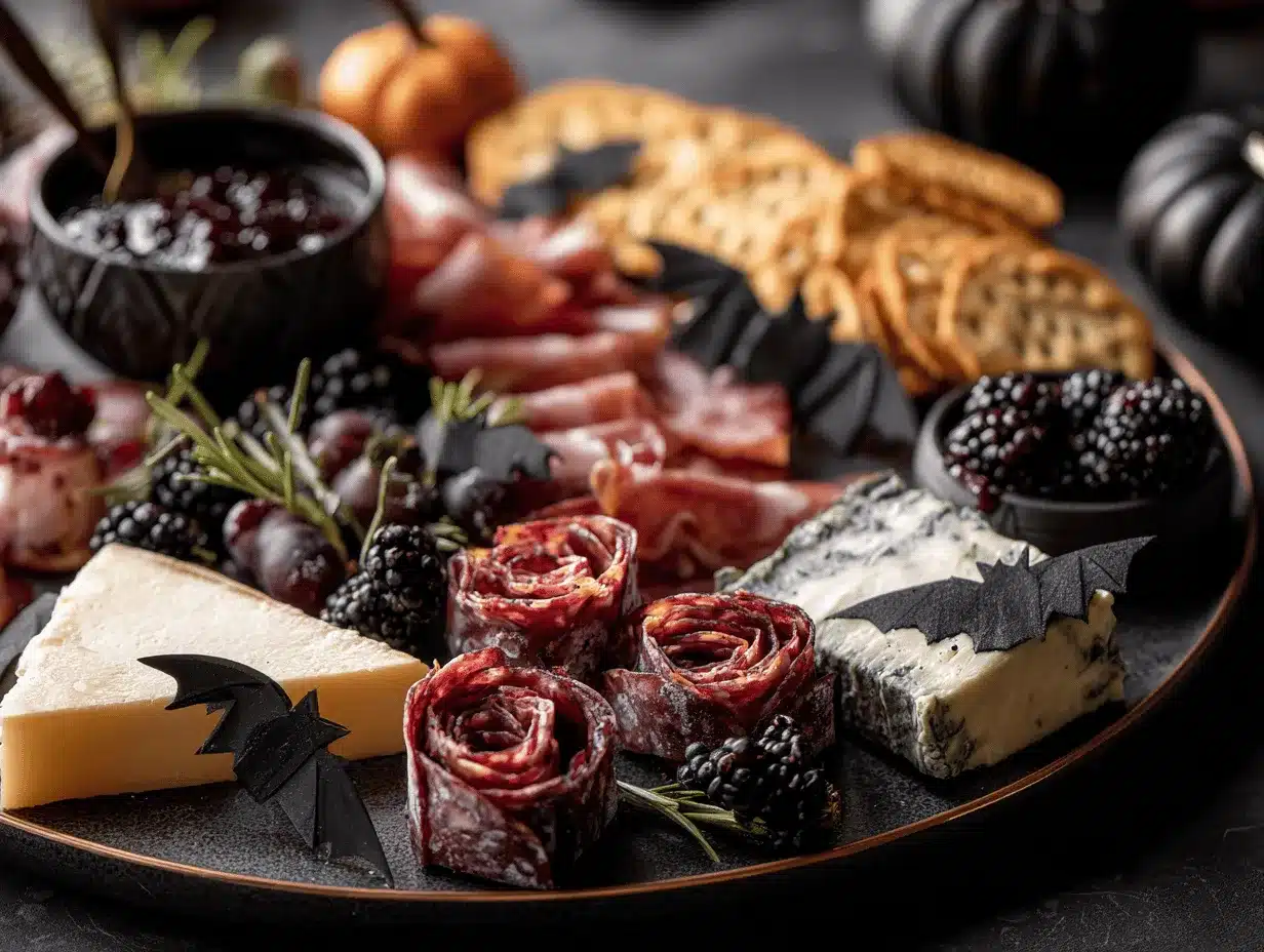 Halloween charcuterie board preparation steps