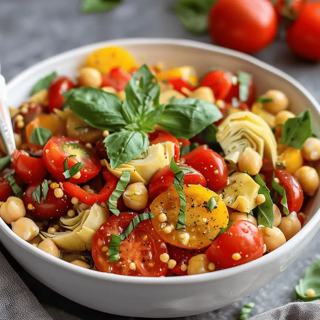 high-protein tomato basil salad - featured image