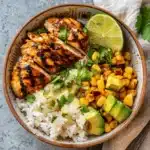honey chipotle chicken rice bowls - featured image