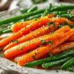 honey glazed carrots and green beans - featured image