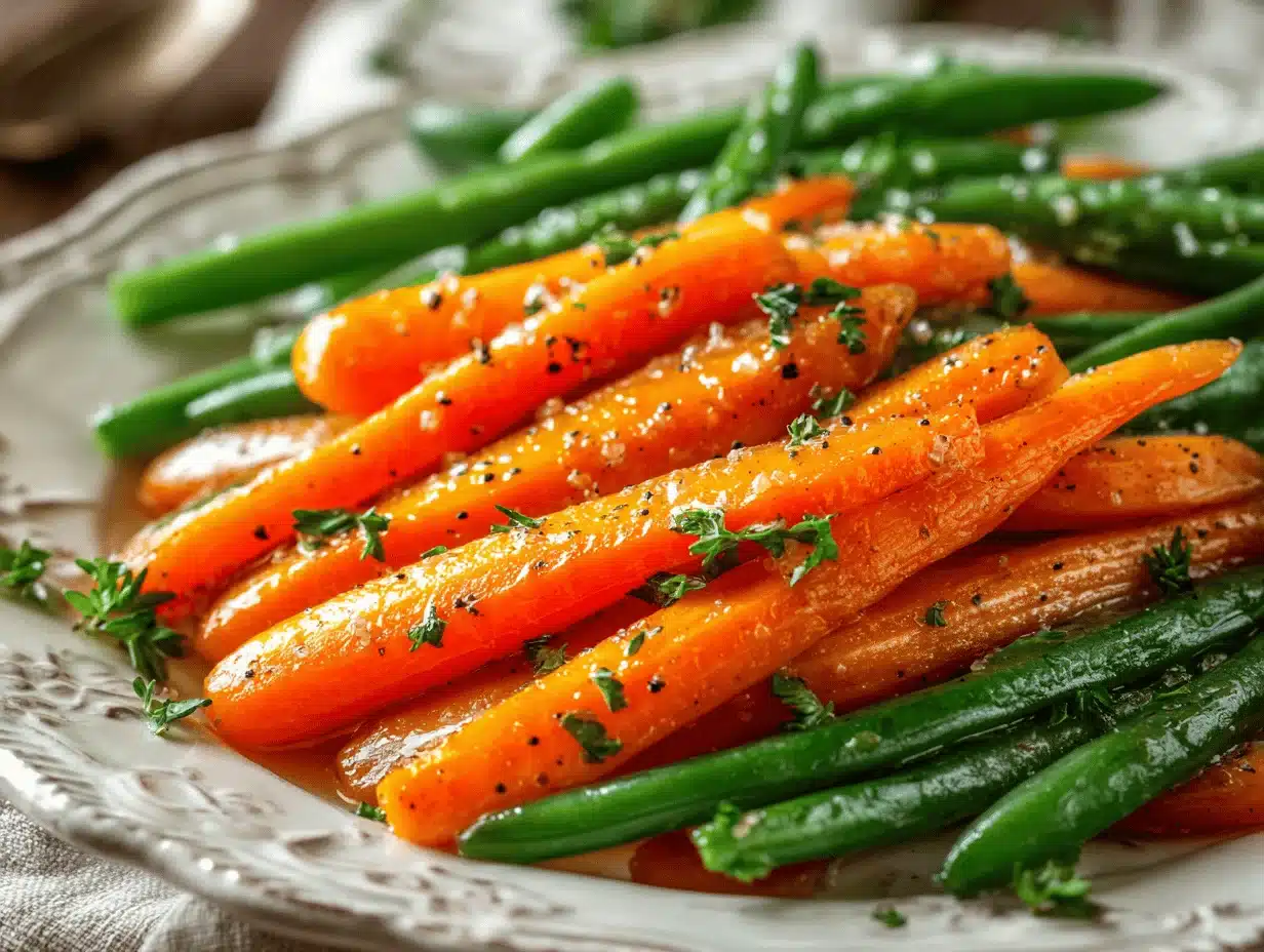 honey glazed carrots and green beans - featured image