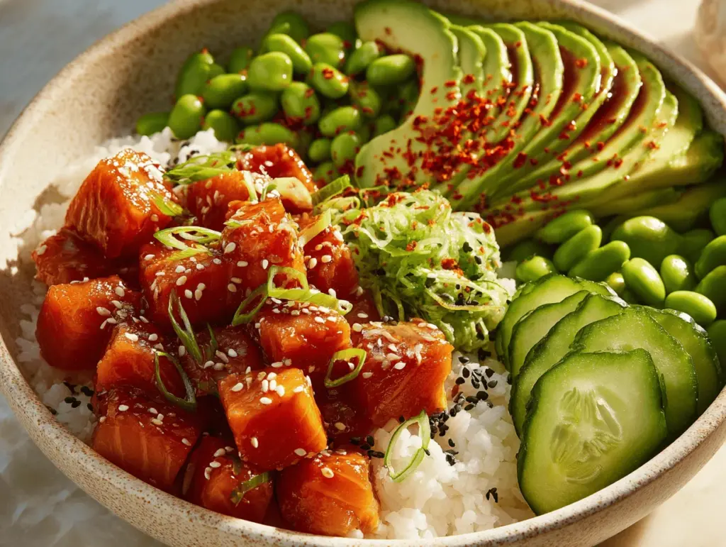 honey sriracha salmon bowls - featured image