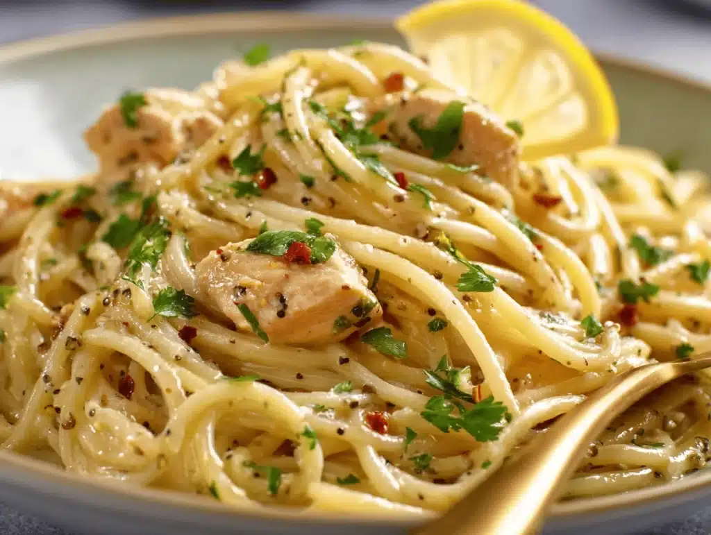 lemon chicken pasta - featured image