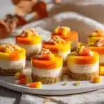 mini candy corn cheesecakes - featured image
