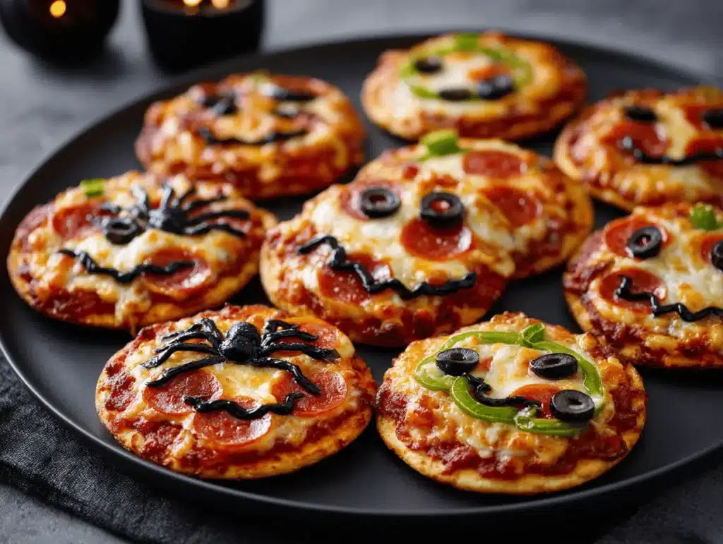 mini Halloween pizzas - featured image