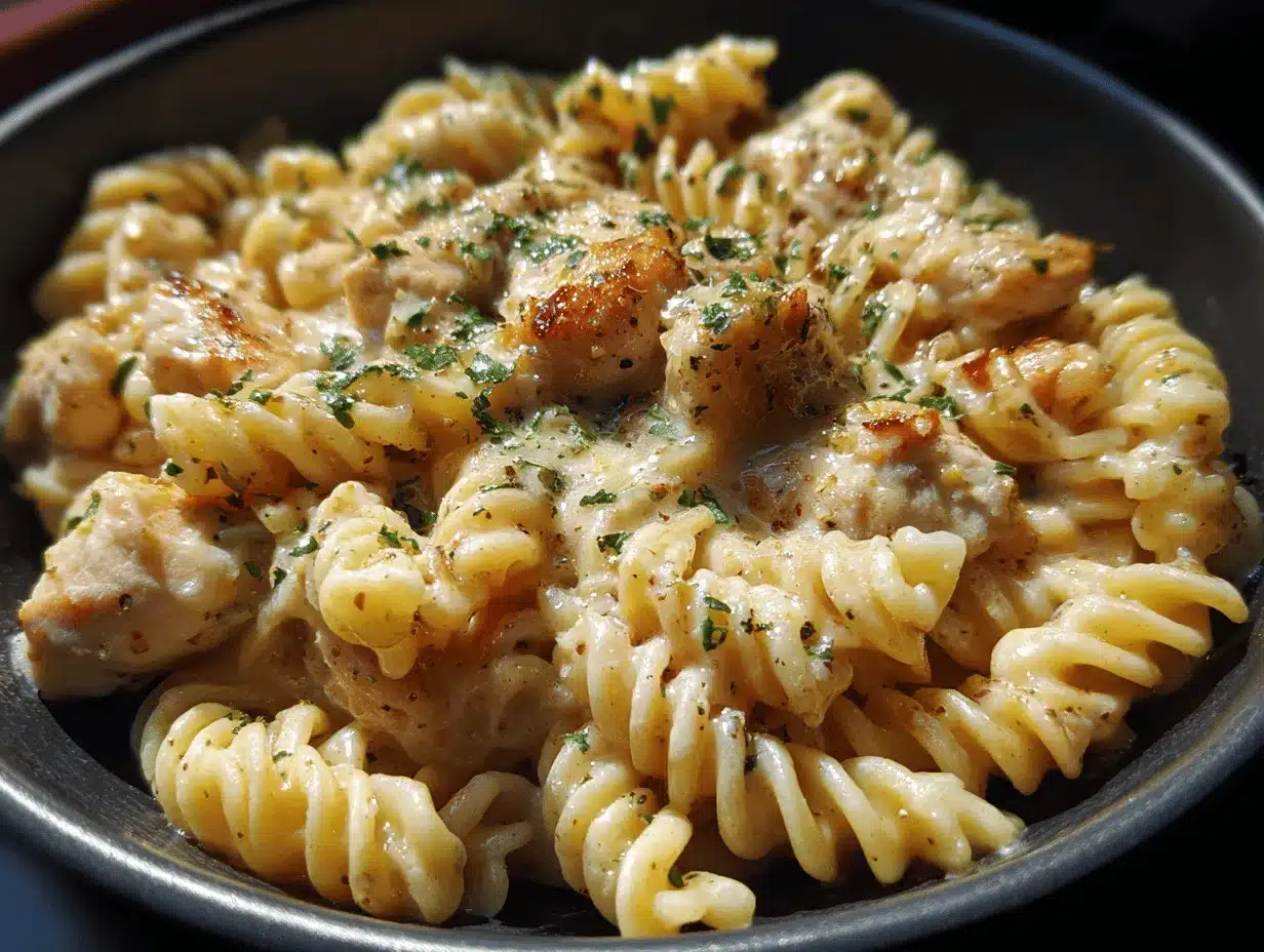 Parmesan chicken pasta crockpot preparation steps
