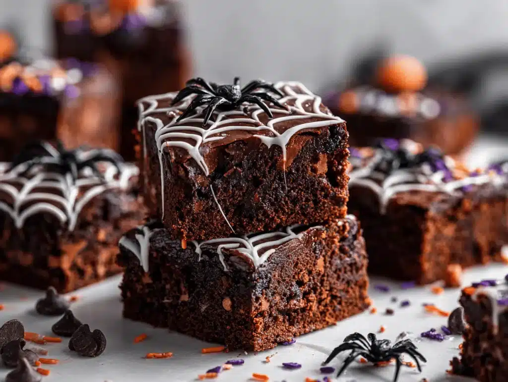 Spider Web Halloween Brownies - featured image