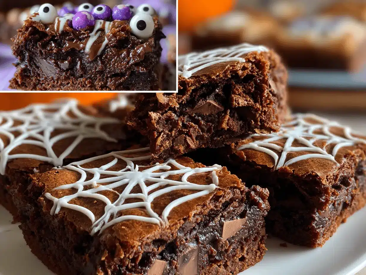 Spider Web Halloween Brownies preparation steps