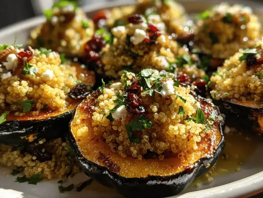 harvest acorn bowls with quinoa and cranberries - featured image