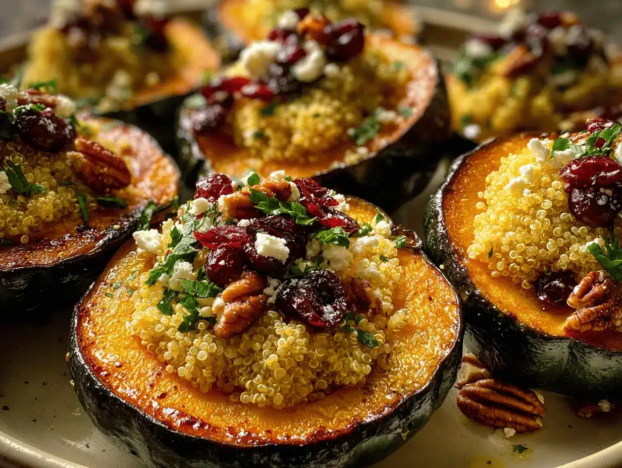 harvest acorn bowls with quinoa and cranberries preparation steps