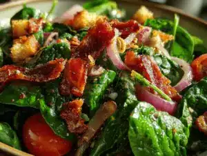 warm spinach salad - featured image