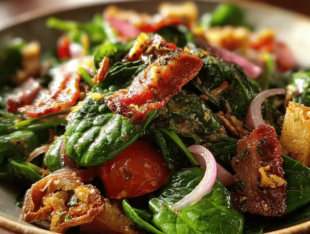warm spinach salad preparation steps